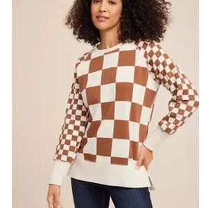 Maurice’s Willowsoft Brown and White Checkered Sweatshirt